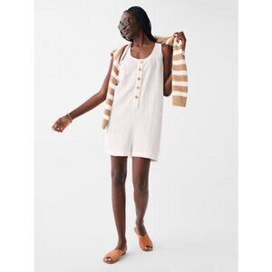 💕FAHERTY💕 Dream Cotton Gauze Jamesport Romper ~ White Medium M NWT